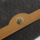 Christian Dior Honeycomb Canvas Chain Shoulder Bag PVC Black Gold Auth ka2188-17