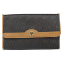 Christian Dior Honeycomb Canvas Chain Shoulder Bag PVC Black Gold Auth ka2188-13