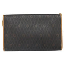 Christian Dior Honeycomb Canvas Chain Shoulder Bag PVC Black Gold Auth ka2188-2