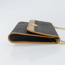 Christian Dior Honeycomb Canvas Chain Shoulder Bag PVC Black Gold Auth ka2188-3