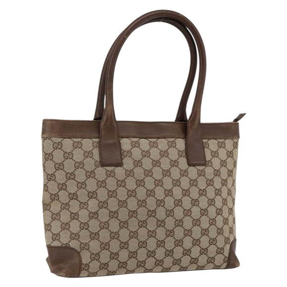 GUCCI GG Canvas Tote Bag Beige 002 1119 Auth ka2196