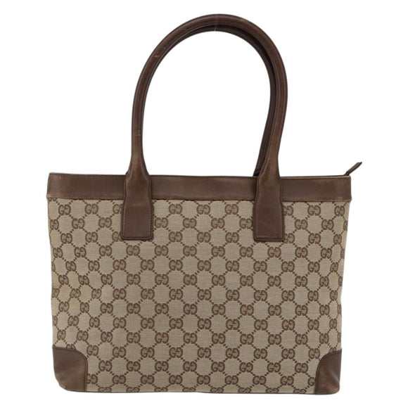 GUCCI GG Canvas Tote Bag Beige 002 1119 Auth ka2196