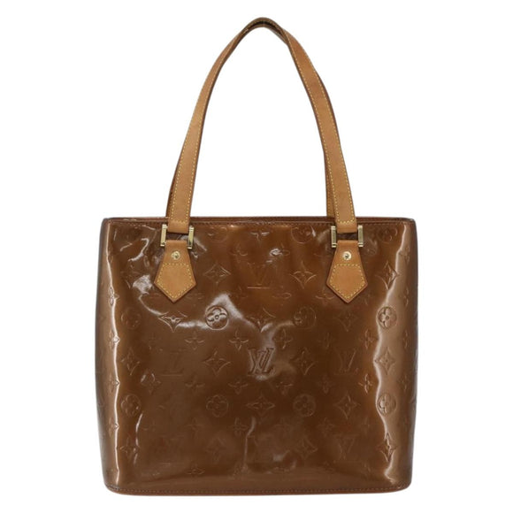 LOUIS VUITTON Monogram Vernis Houston Hand Bag Bronze M91122 LV Auth ka2197