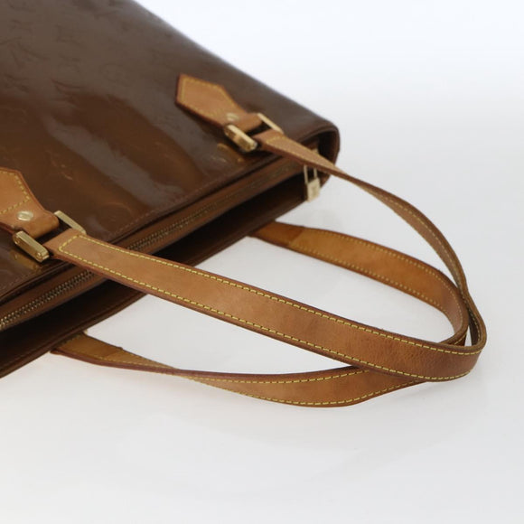 LOUIS VUITTON Monogram Vernis Houston Hand Bag Bronze M91122 LV Auth ka2197