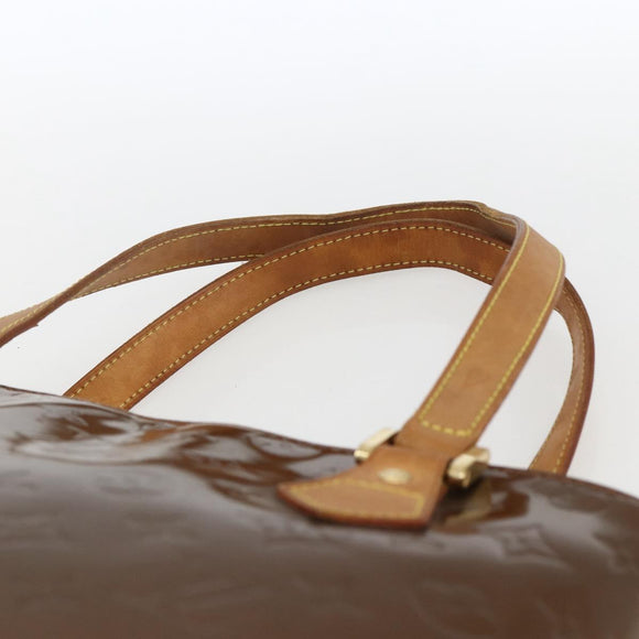 LOUIS VUITTON Monogram Vernis Houston Hand Bag Bronze M91122 LV Auth ka2197