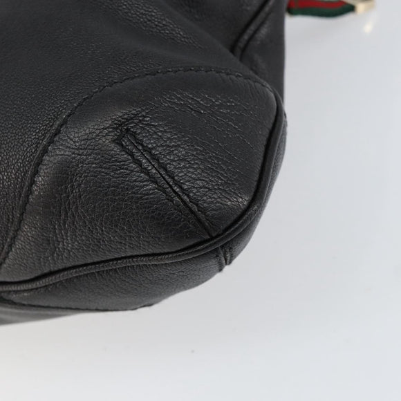 GUCCI Shoulder Bag Leather Black Gold 154392 Auth ka220