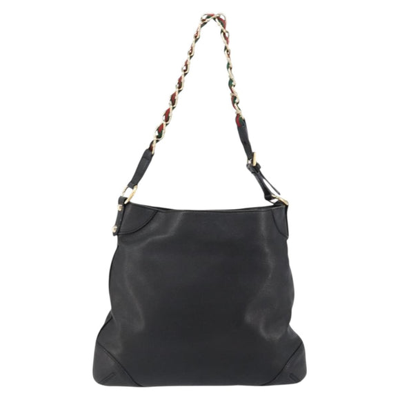 GUCCI Shoulder Bag Leather Black Gold 154392 Auth ka220