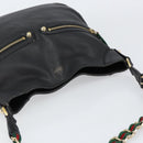 GUCCI Shoulder Bag Leather Black Gold 154392 Auth ka220-6