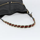 GUCCI Shoulder Bag Leather Black Gold 154392 Auth ka220-7