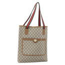 GUCCI GG Plus Supreme Web Sherry Line Tote Bag PVC Beige Gold Auth ka2201-1