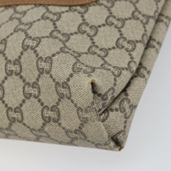 GUCCI GG Plus Supreme Web Sherry Line Tote Bag PVC Beige Gold Auth ka2201