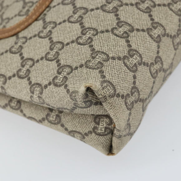 GUCCI GG Plus Supreme Web Sherry Line Tote Bag PVC Beige Gold Auth ka2201