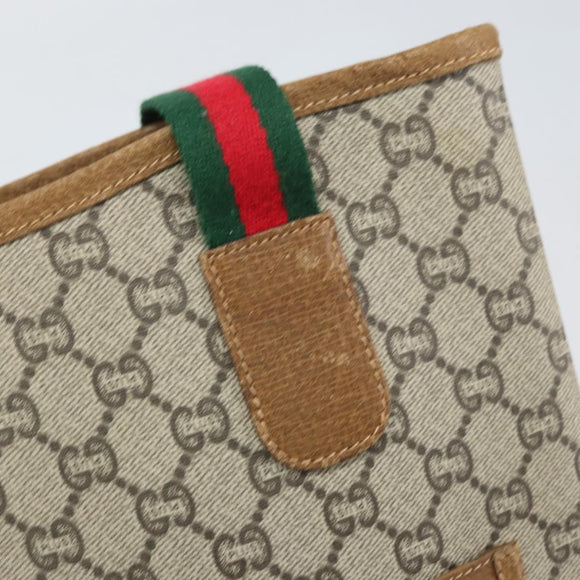 GUCCI GG Plus Supreme Web Sherry Line Tote Bag PVC Beige Gold Auth ka2201