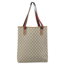 GUCCI GG Plus Supreme Web Sherry Line Tote Bag PVC Beige Gold Auth ka2201-3
