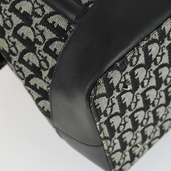 Christian Dior Trotter Canvas Boston Bag Black Silver Auth ka2203V