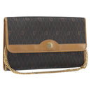 Christian Dior Honeycomb Canvas Chain Shoulder Bag PVC Black Gold Auth ka2204-1