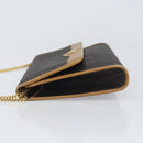 Christian Dior Honeycomb Canvas Chain Shoulder Bag PVC Black Gold Auth ka2204-5