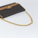 Christian Dior Honeycomb Canvas Chain Shoulder Bag PVC Black Gold Auth ka2204-7
