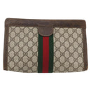 GUCCI GG Supreme Web Sherry Line Clutch Bag PVC Beige 67 014 2125 Auth ka2207-2