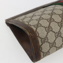 GUCCI GG Supreme Web Sherry Line Clutch Bag PVC Beige 67 014 2125 Auth ka2207-8