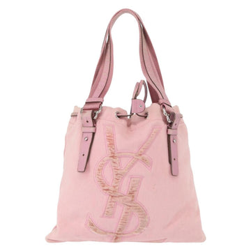 SAINT LAURENT Tote Bag Canvas Pink Silver 123435 Auth ka221 - 0