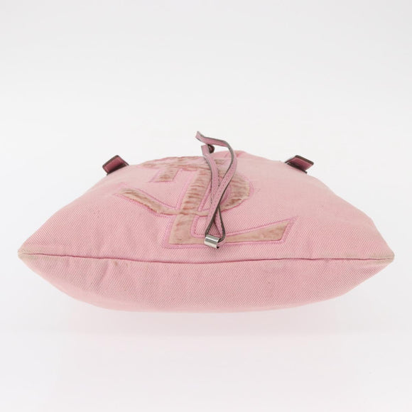SAINT LAURENT Tote Bag Canvas Pink Silver 123435 Auth ka221