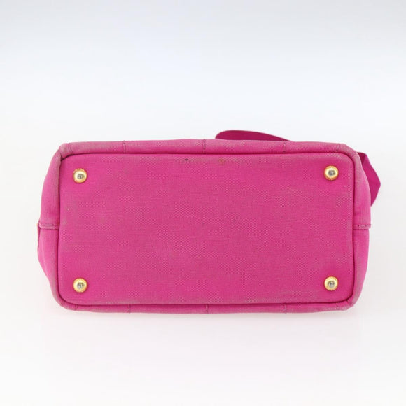 PRADA Canapa PM Handtas Canvas 2-weg Roze Goud Auth ka2235