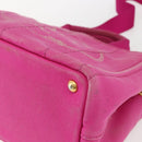 PRADA Canapa PM Handtas Canvas 2-weg Roze Goud Auth ka2235-15