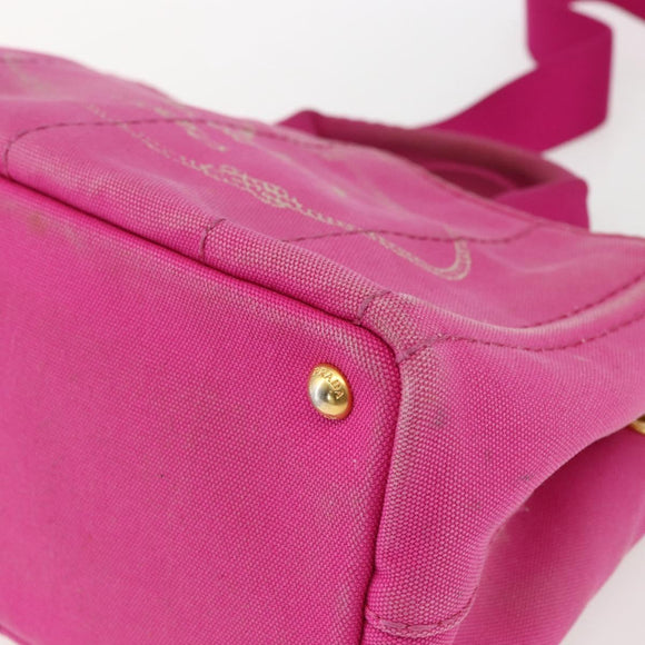 PRADA Canapa PM Handtas Canvas 2-weg Roze Goud Auth ka2235