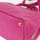 PRADA Canapa PM Handtas Canvas 2-weg Roze Goud Auth ka2235-17