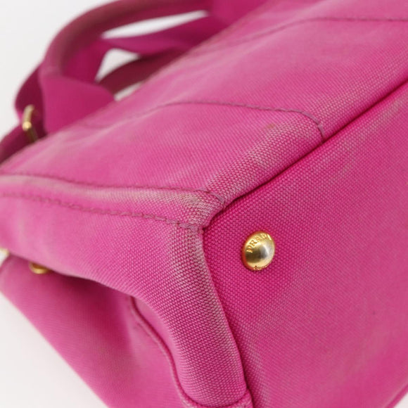 PRADA Canapa PM Handtas Canvas 2-weg Roze Goud Auth ka2235