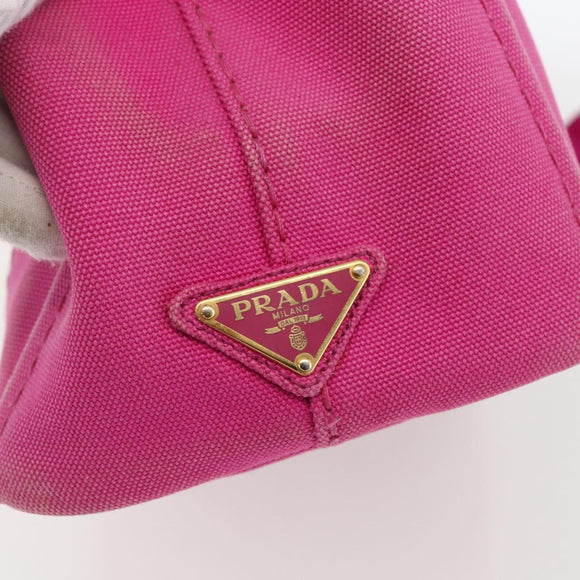 PRADA Canapa PM Handtas Canvas 2-weg Roze Goud Auth ka2235