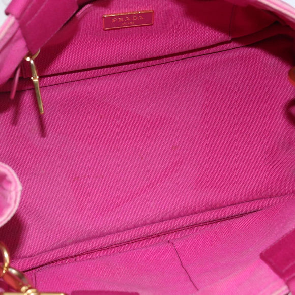 PRADA Canapa PM Handtas Canvas 2-weg Roze Goud Auth ka2235