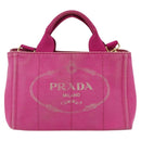 PRADA Canapa PM Handtas Canvas 2-weg Roze Goud Auth ka2235-13