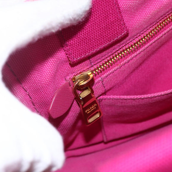 PRADA Canapa PM Handtas Canvas 2-weg Roze Goud Auth ka2235