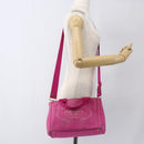 PRADA Canapa PM Handtas Canvas 2-weg Roze Goud Auth ka2235-25
