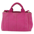 PRADA Canapa PM Handtas Canvas 2-weg Roze Goud Auth ka2235-2