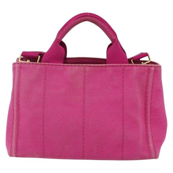 PRADA Canapa PM Handtas Canvas 2-weg Roze Goud Auth ka2235