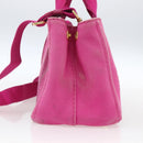 PRADA Canapa PM Handtas Canvas 2-weg Roze Goud Auth ka2235-4