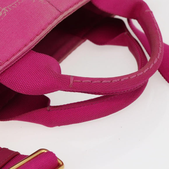 PRADA Canapa PM Handtas Canvas 2-weg Roze Goud Auth ka2235