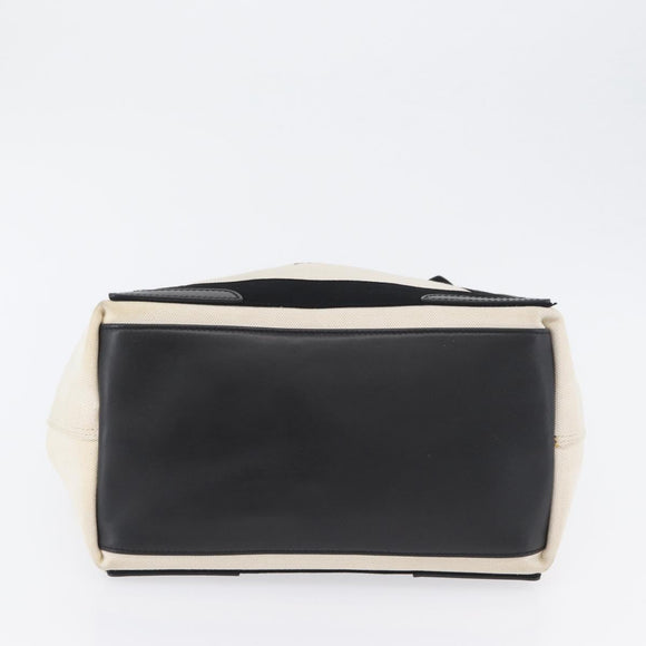BALENCIAGA Cabas S Tote Bag Canvas Black White 339933 Auth ka2236