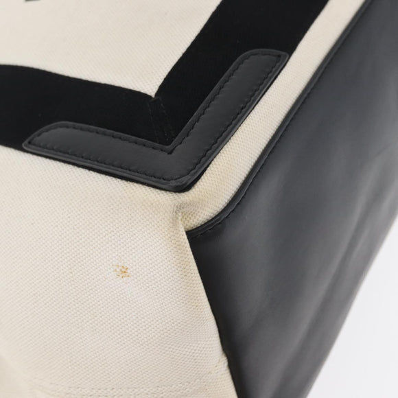 BALENCIAGA Cabas S Tote Bag Canvas Black White 339933 Auth ka2236