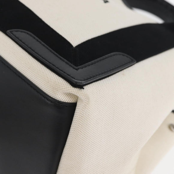 BALENCIAGA Cabas S Tote Bag Canvas Black White 339933 Auth ka2236