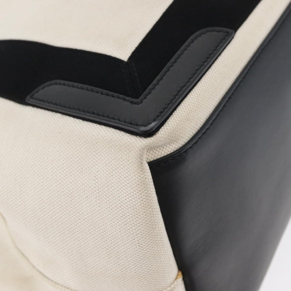 BALENCIAGA Cabas S Tote Bag Canvas Black White 339933 Auth ka2236