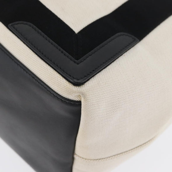 BALENCIAGA Cabas S Tote Bag Canvas Black White 339933 Auth ka2236