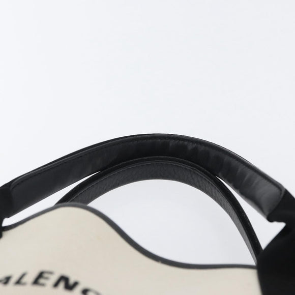 BALENCIAGA Cabas S Tote Bag Canvas Black White 339933 Auth ka2236