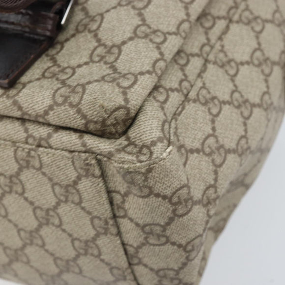 GUCCI GG Supreme Hand Bag PVC Beige Silver 140959 Auth ka2238