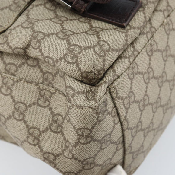 GUCCI GG Supreme Hand Bag PVC Beige Silver 140959 Auth ka2238