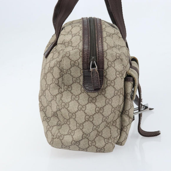 GUCCI GG Supreme Hand Bag PVC Beige Silver 140959 Auth ka2238