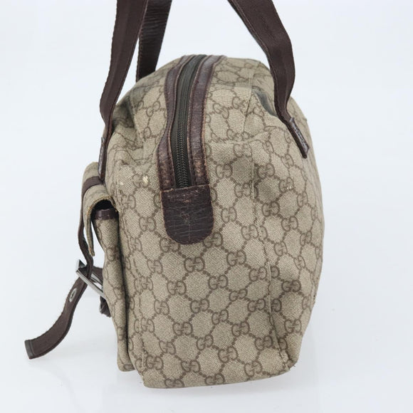 GUCCI GG Supreme Hand Bag PVC Beige Silver 140959 Auth ka2238